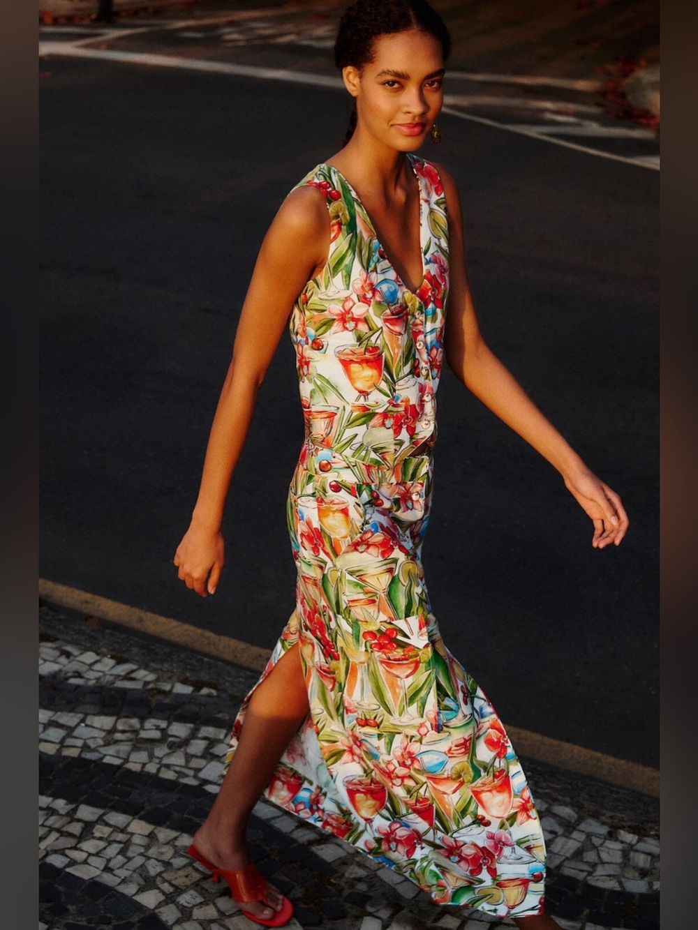Farm Rio Off-White Sand Cocktail Midi Skirt